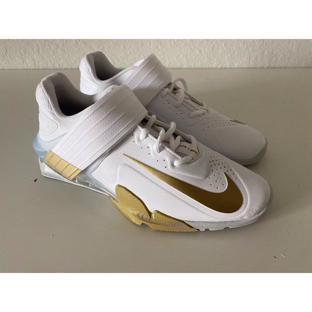 Nike Savaleos White Metallic Gold Weightlifting Shoes CV5708-101 Men’s Sz 10.5